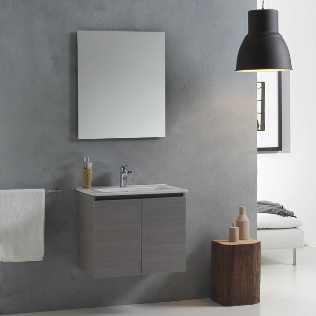 MOBILE BAGNO CON LAVABO DA 60 CM CON ANTE IN GRIGIO | VINCI