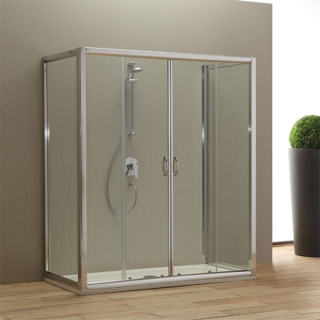 PORTA DOCCIA 180 CM GIADA 2 PORTE FISSE 80 CM CRISTALLO TRASPARENTE