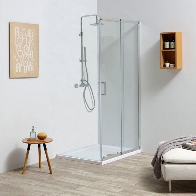 LATO SCORREVOLE BOX DOCCIA ESTENSIBILE CM 70-80 IN CRISTALLO 4 MM | LEO