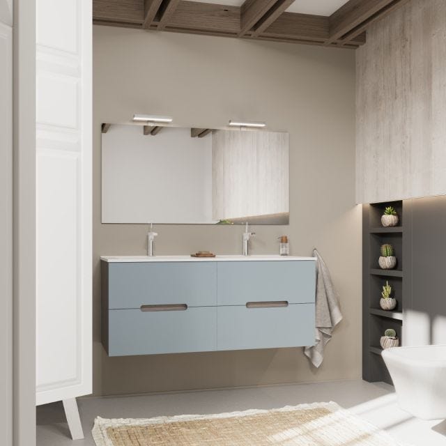 MOBILE BAGNO 120CM DOPPIO LAVABO, CASSETTI BLU OPACO | MAGNOLIA