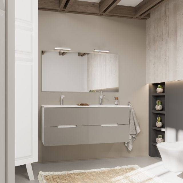 MOBILE BAGNO BICOLORE 120CM, 4 CASSETTI E DOPPIO LAVABO | MAGNOLIA