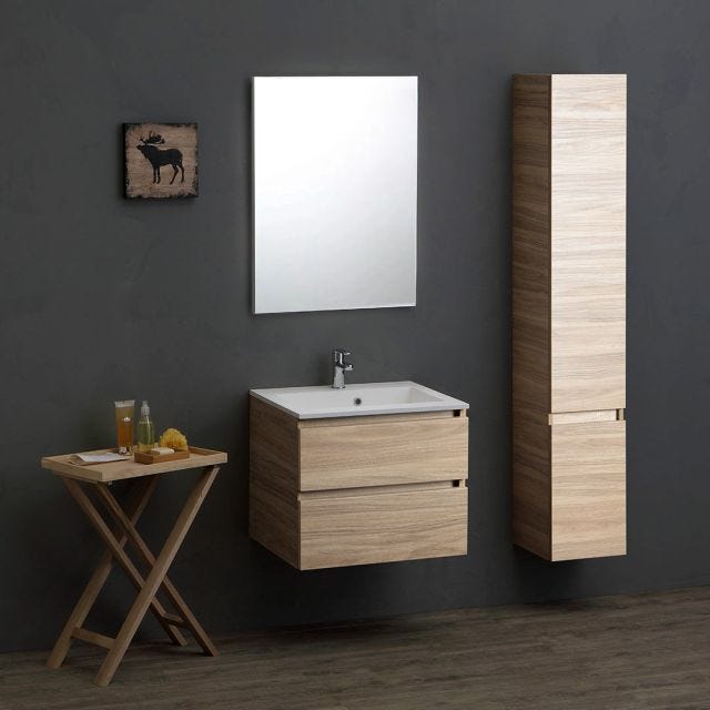 MOBILE BAGNO SOSPESO 60CM 2 CASSETTI ROVERE NATURALE | VALENTINA