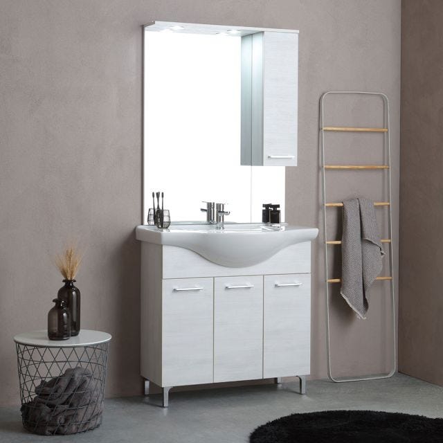 MOBILE BAGNO A TERRA 85 CM QUERCIA BIANCO EFFETTO LEGNO | RIMINI