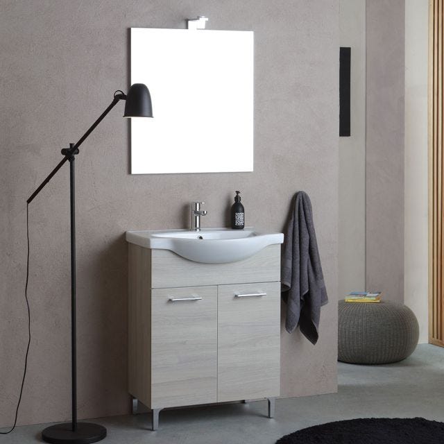 MOBILE BAGNO A TERRA 65 CM QUERCIA GRIGIO EFFETTO LEGNO | RIMINI