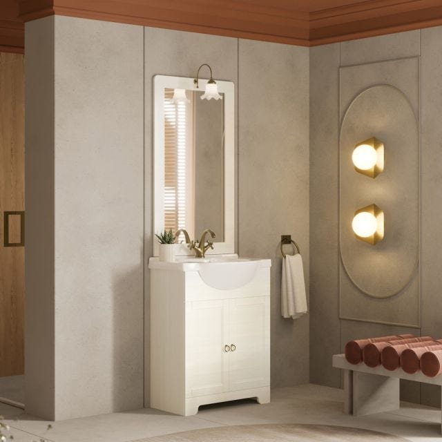 MOBILE BAGNO A TERRA BIANCO DECAPATO 65CM 2 ANTE | TOSCANA