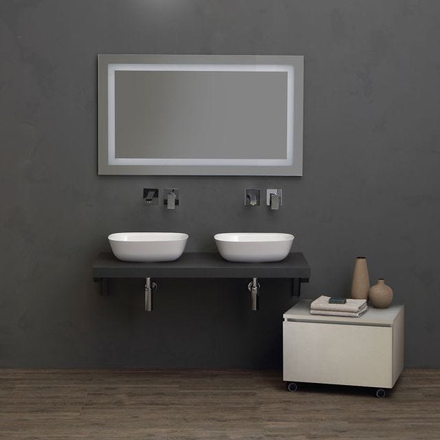 MOBILE BAGNO TOP ANTRACITE 120CM DOPPIO LAVABO D'ARREDO | VALENTINA