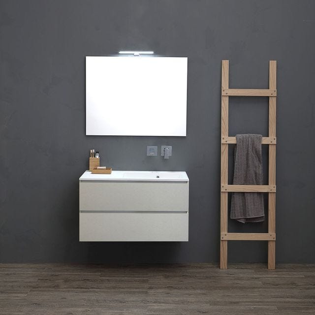 MOBILE BAGNO 90CM GRIGIO PERLA LAVABO VASCA A DESTRA | VALENTINA