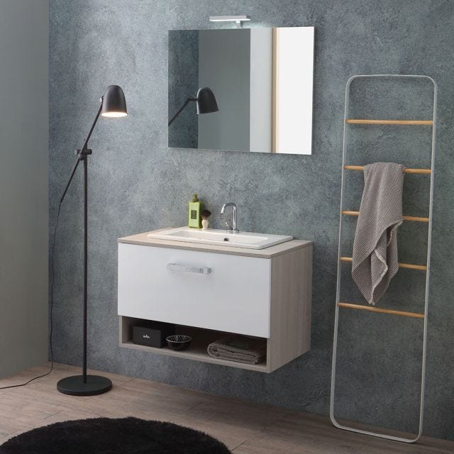 MOBILE BAGNO SOSPESO 80CM CON LAVABO SOPRAPIANO | LOTTO