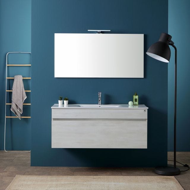 MOBILE BAGNO MODERNO PROMENADE CON LAVABO DA 120 CM E SPECCHIO | SOLE