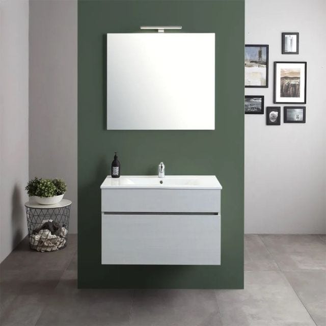 MOBILE BAGNO SOSPESO CON CASSETTO 80CM GRIGIO MOON | SILVIA