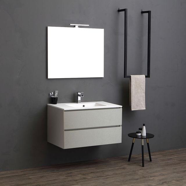 MOBILE BAGNO SOSPESO 90CM 2 CASSETTI GRIGIO PERLA | VALENTINA