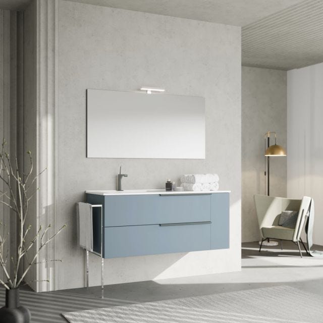 MOBILE BAGNO CON LAVABO IN CERAMICA VASCA SINISTRA, 120CM, CELESTE | NEW YORK