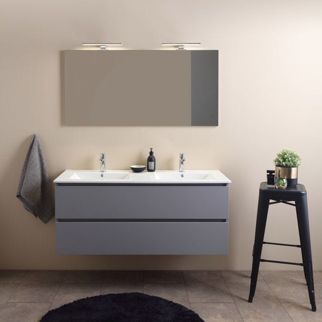 MOBILE BAGNO DOPPIO LAVABO 120CM CON CASSETTI GRIGIO | BARCELLONA