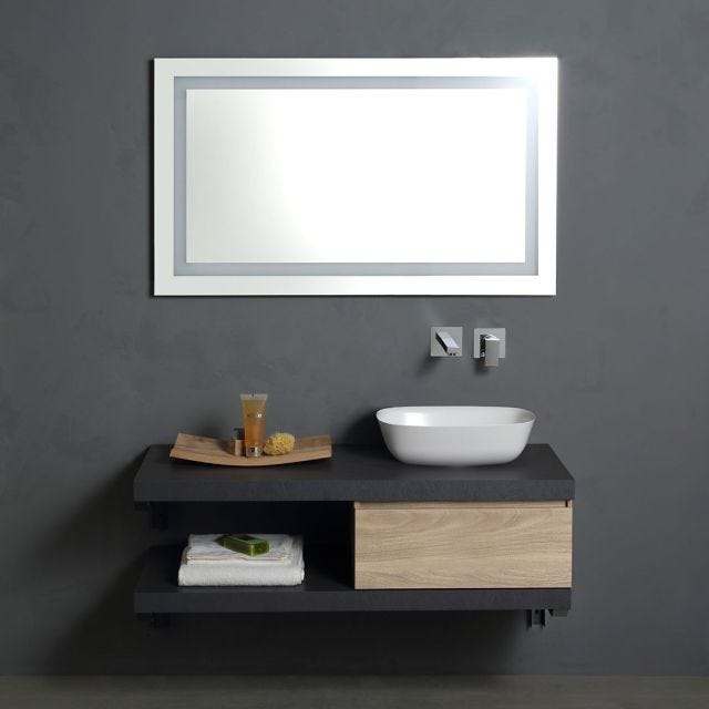 MOBILE BAGNO SOSPESO 120CM TOP ANTRACITE E LAVABO D'ARREDO | VALENTINA