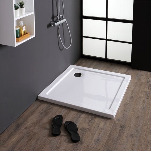 PIATTO DOCCIA QUADRATO 90X90 CM SOTTILE IN ACRILICO E ABS BIANCO | ALBA