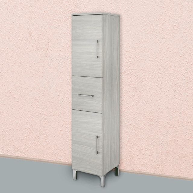 SEMICOLONNA BAGNO 150CM CASSETTO E DUE ANTE QUERCIA GRIGIO | RIMINI