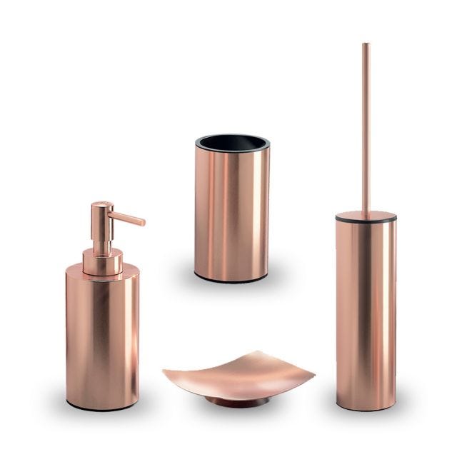 SET 4 PEZZI ACCESSORI BAGNO DA APPOGGIO COLORE RAME | COPPER