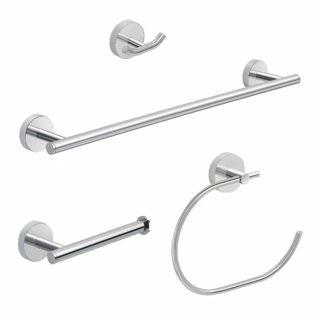  SET 4 PZ ACCESSORI BAGNO A MURO ACCIAIO INOX CROMATO | VIOLETTA