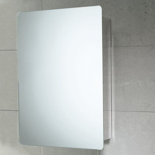 SPECCHIO CONTENITORE DA BAGNO CON ANTA SCORREVOLE IN ACCIAIO 46x66x12 CM