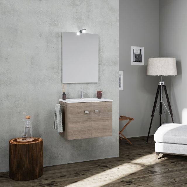 MOBILE BAGNO 60CM QUERCIA PORTA ASCIUGAMANI METALLO | SQUARE