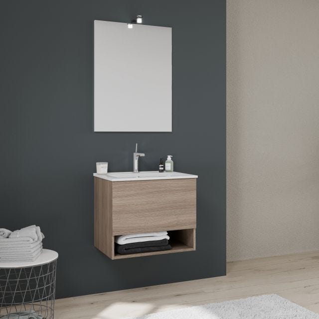 MOBILE BAGNO 60CM CASSETTO E VANO A GIORNO EFFETTO LEGNO | VENEZIA